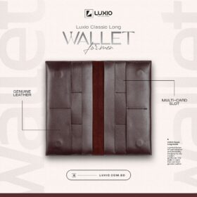 LUXIO Classic Chocolate Long Wallet – Minimalist Leather Wallet for Men