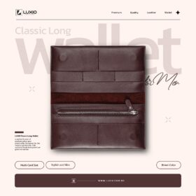 LUXIO Classic Long Wallet with Coin Pocket – Chocolate Minimalist Leather Wallet for Men