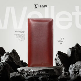 LUXIO MidClassic Long Leather Wallet Brown front