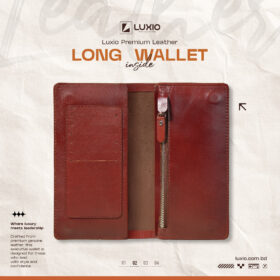 LUXIO MidClassic Long Leather Wallet Brown inside