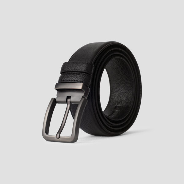 Luxio Square Buckle Black Classic Leather Belt