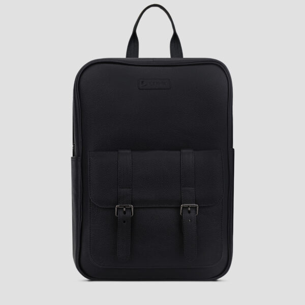 LUXIO BuckleEdge Leather Executive Backpack