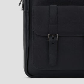 LUXIO BuckleEdge Leather Executive Backpack close