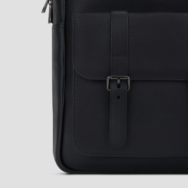 LUXIO BuckleEdge Leather Executive Backpack close