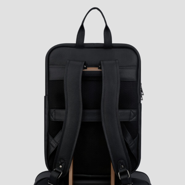 LUXIO BuckleEdge Leather Executive Backpack in tolly