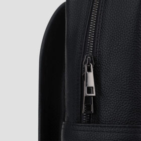 LUXIO BuckleEdge Leather Executive Backpack zipper close