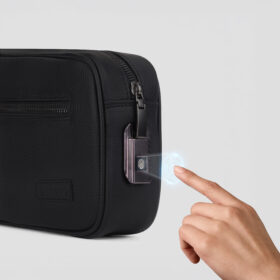 LUXIO Premium Leather Fingerprint Lock Pouch close 2