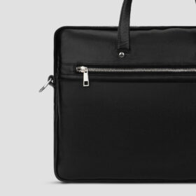 LUXIO Premium Textured Genuine Leather Executive Bag back closeup