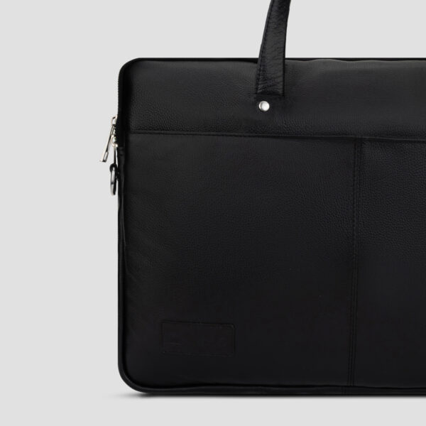 LUXIO Premium Textured Genuine Leather Executive Bag fornt close