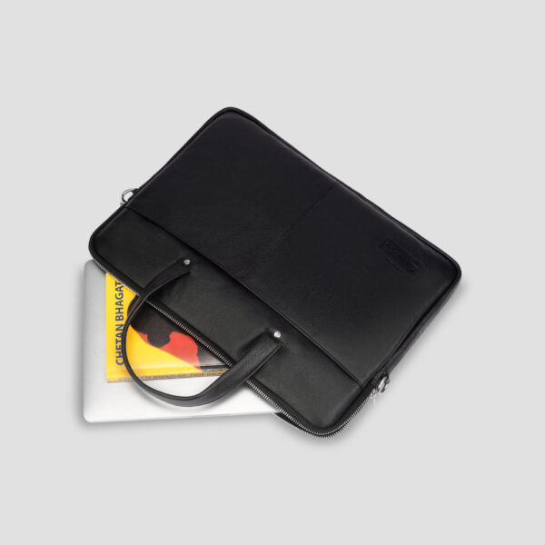 LUXIO Premium Textured Genuine Leather Executive Bag inside