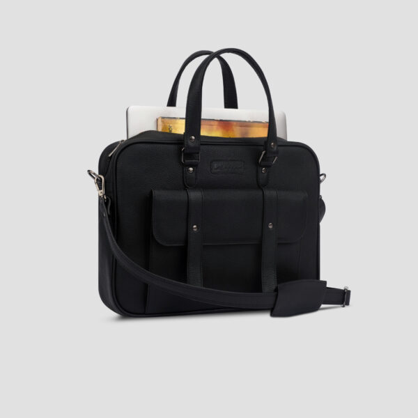 LUXIO StrapEdge Leather Executive Bag inside
