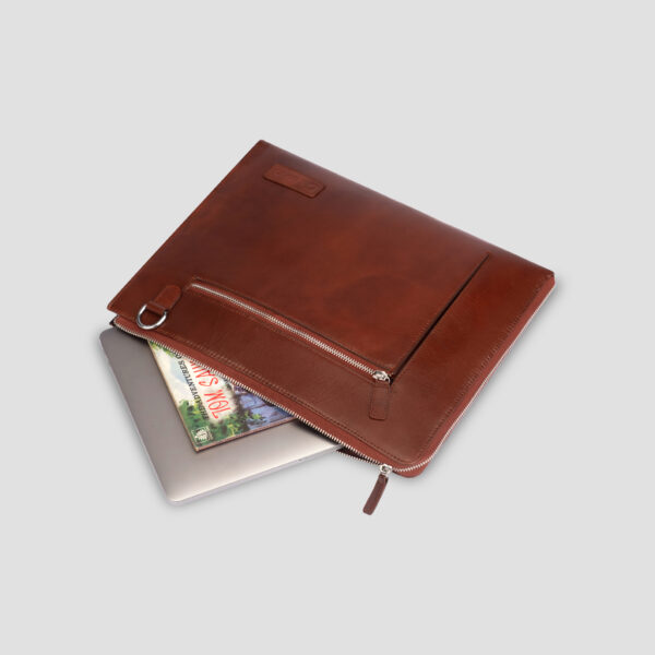 Luxio Classic Leather Laptop Bag inside