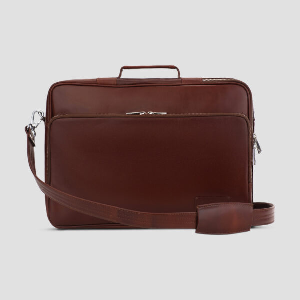 Luxio SideZip Leather Executive Bag strap