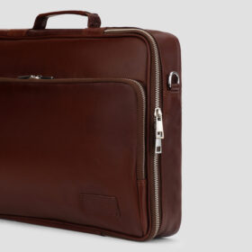 Luxio SideZip Leather Executive Bag zipper close